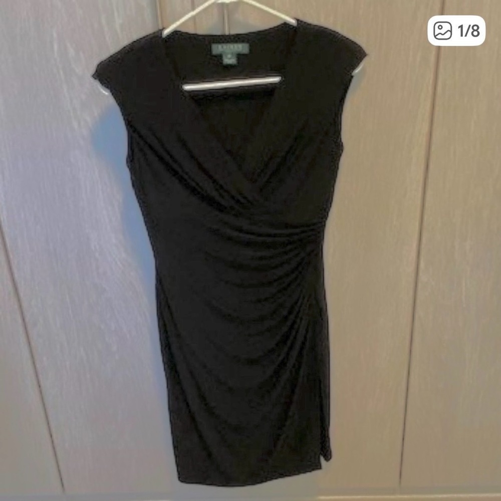 Lauren Ralph Lauren Black Side Gather Dress Size 6P